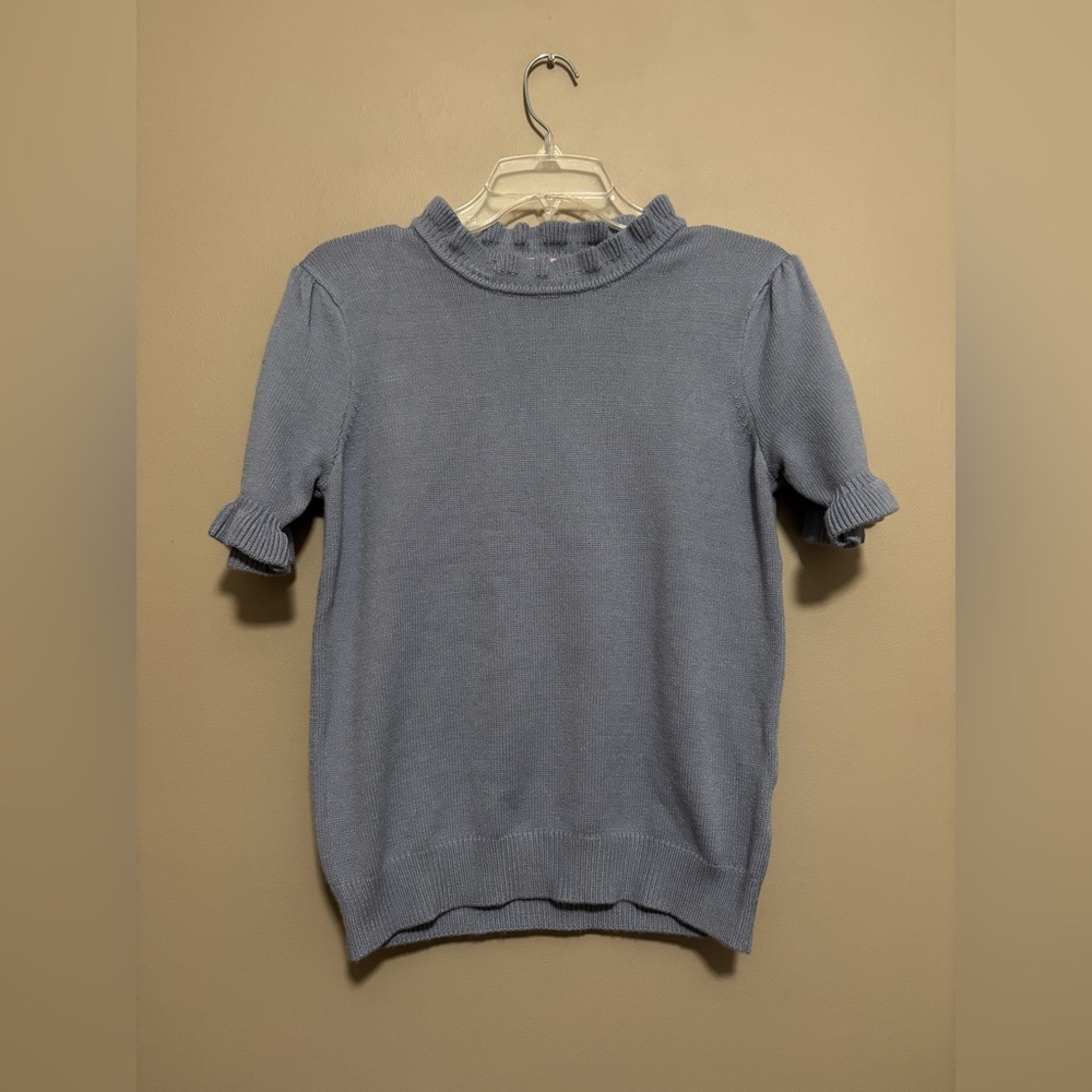 Philosophy Republic Clothing Sweater Blue Ruffle Sleeve Pullover Top Size M NWT